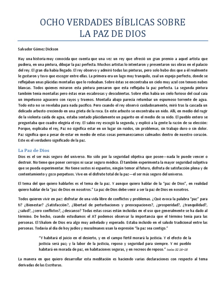 Ocho Verdades sobre la Paz de Dios | PDF | Paz | Cristo (título)