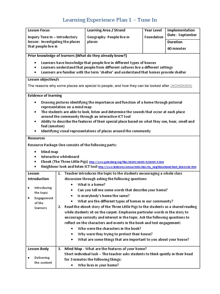 Learning Experience Plan Template Fill Online Printab - vrogue.co