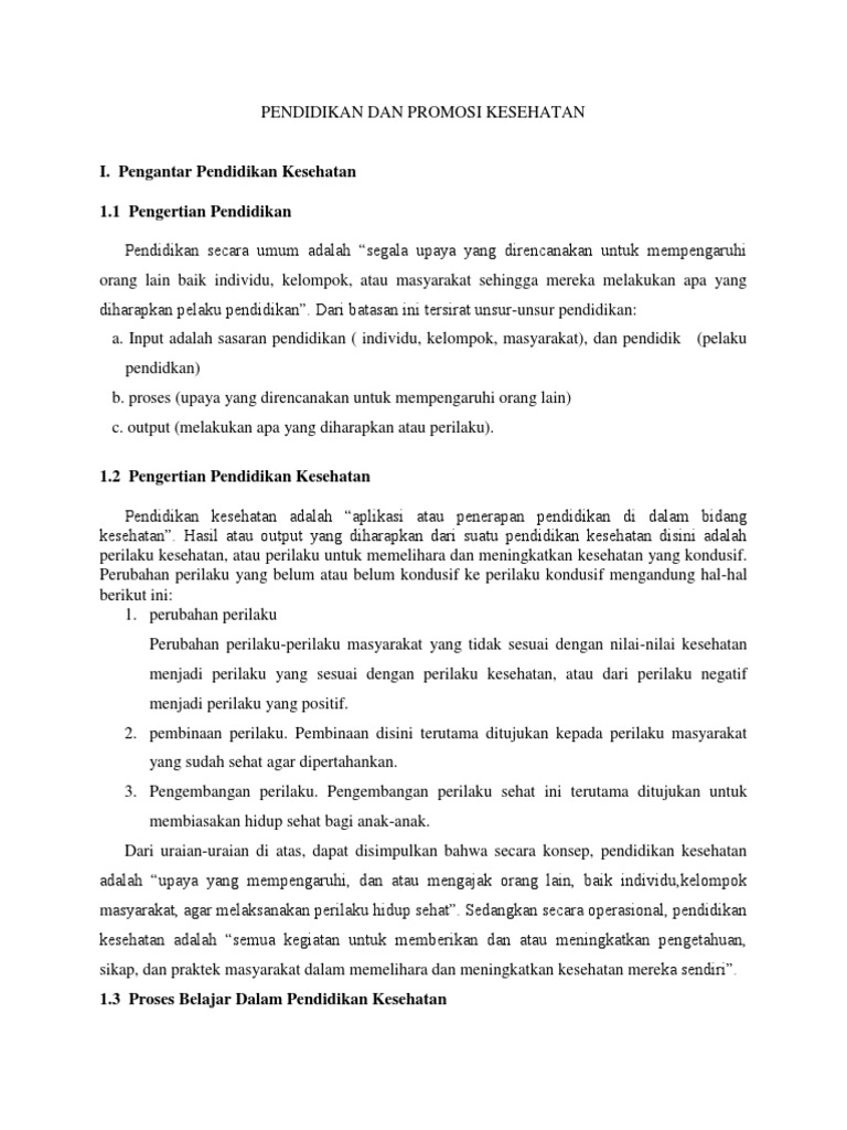 Pendidikan Dan Promosi Kesehatan