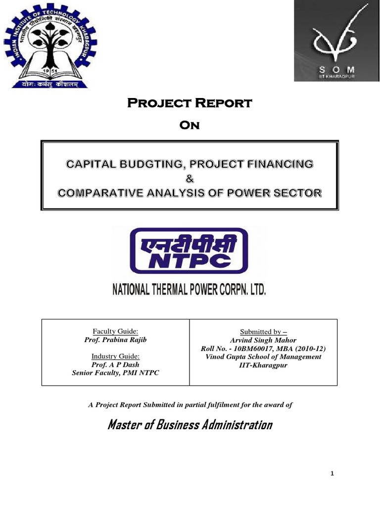 Project On Capital Budgeting NTPC | PDF | Project Finance | Electricity ...