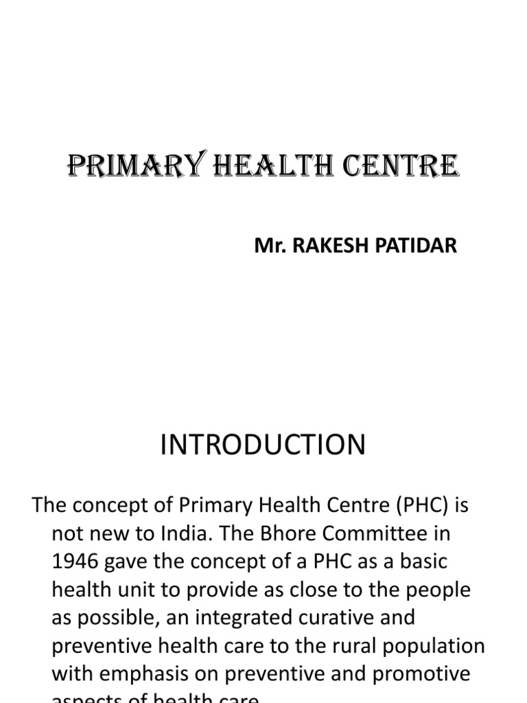 Overview of Primary Health Centres | PDF | Patient | Health Care
