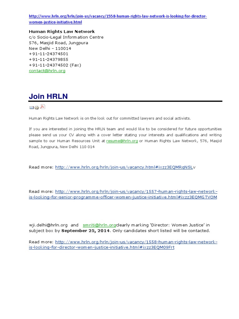 Join HRLN: Women-Justice-Initiative - HTML | PDF