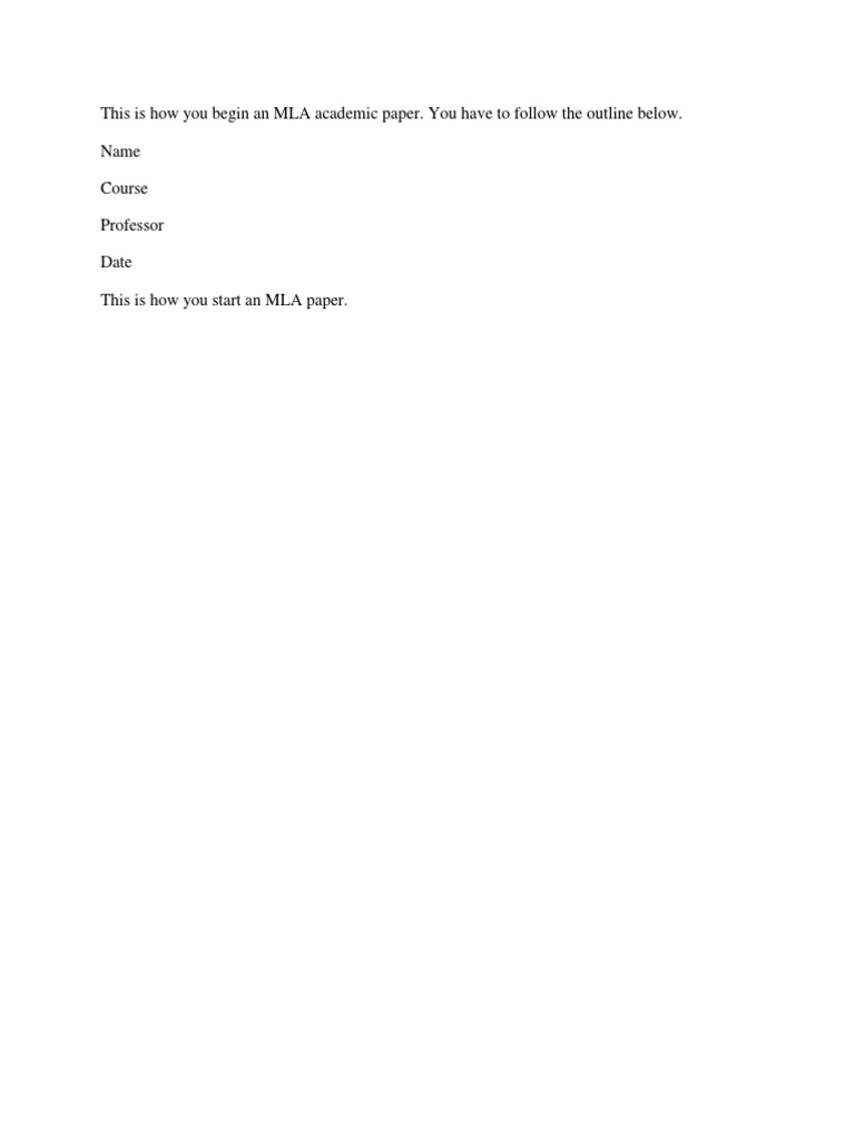 Starting an MLA Academic Paper Guide | PDF