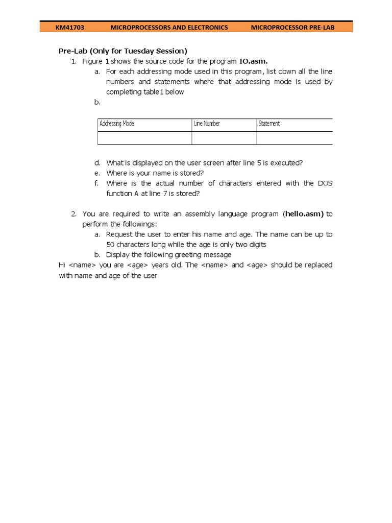Microprocessor Pre-Lab Guide | PDF | Teaching Methods & Materials ...