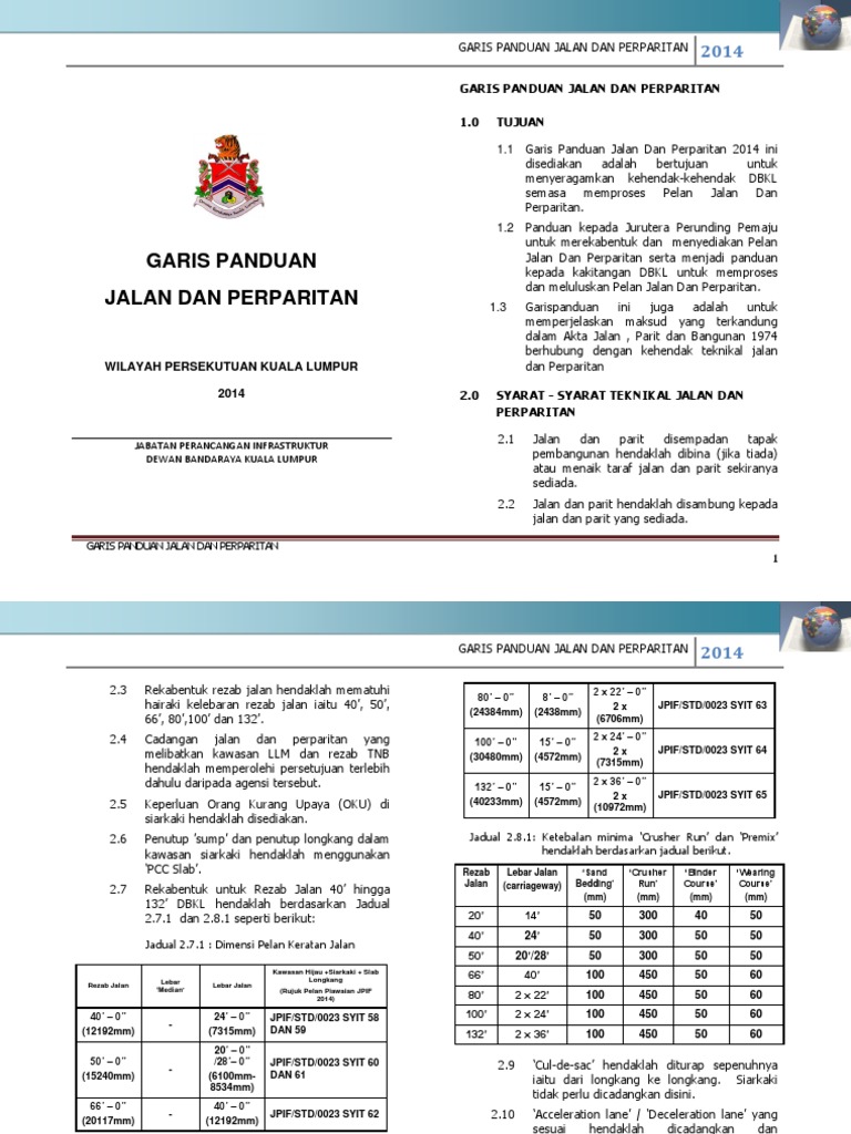 Dbkl Jpif Garis Panduan Jalan Perparitan 2014 Pdf