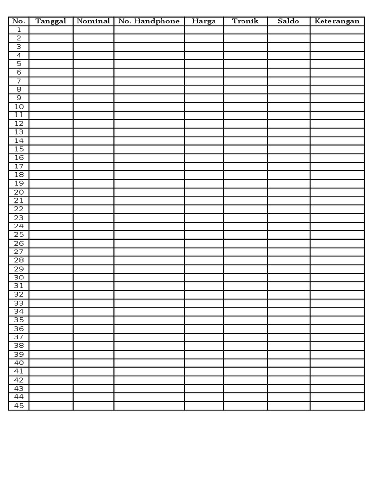 Financial Transaction Record Template | PDF
