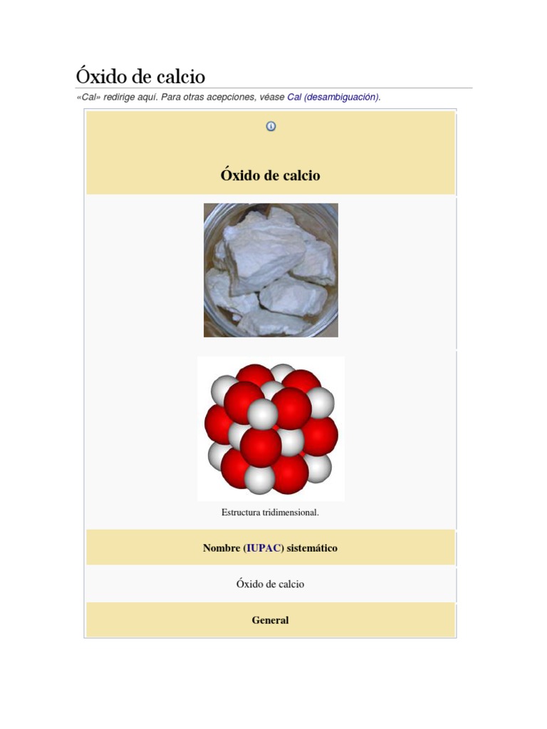 Usos y propiedades del óxido de calcio | PDF | Materiales | Sustancias ...