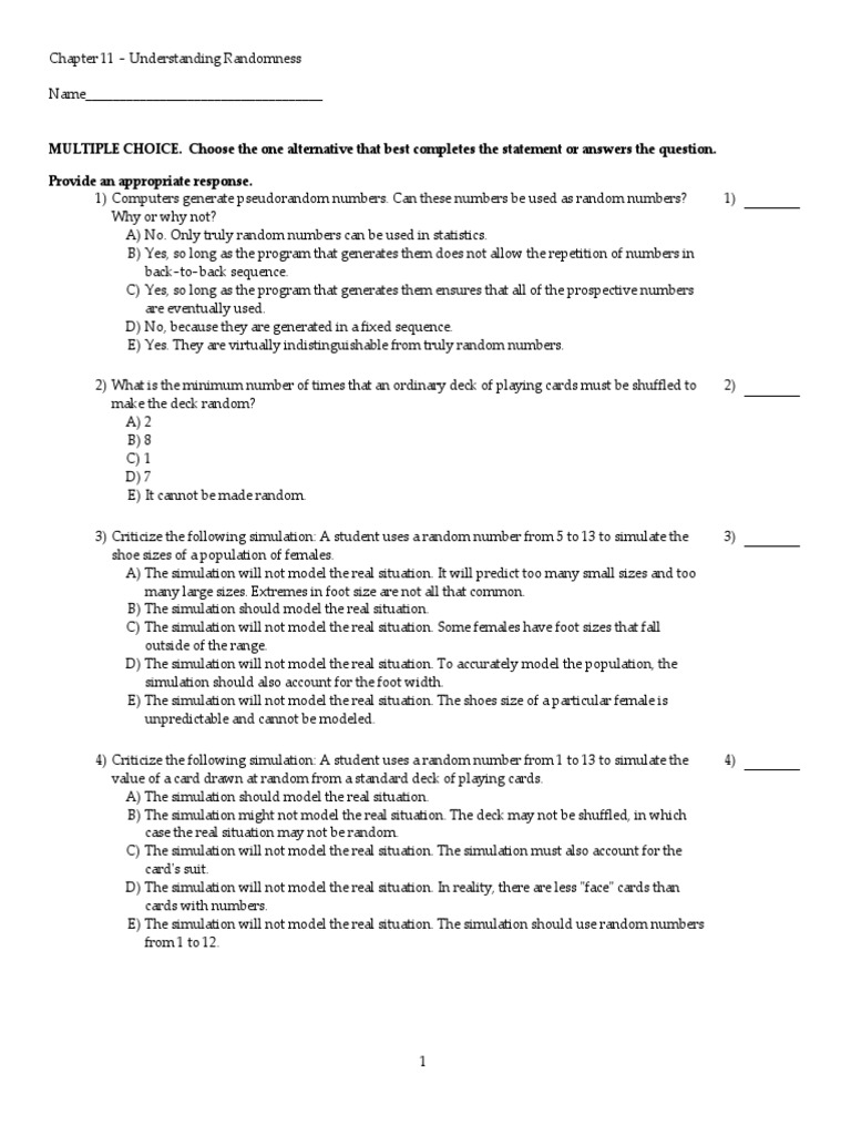 Randomness in Simulations and Statistics | PDF | Randomness | Voting