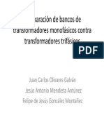 Comparacion de Bancos de Tranformadorees Monofasicos Contra Transformadores Trifasicos