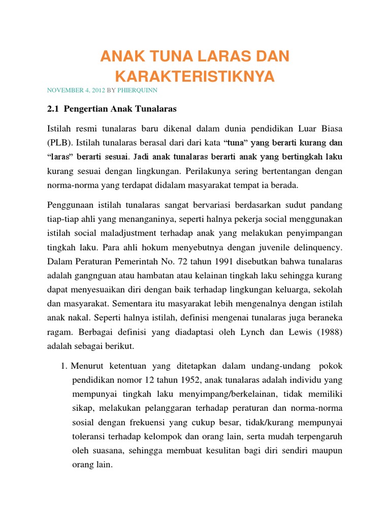 Anak Tuna Laras Dan Karakteristiknya PDF