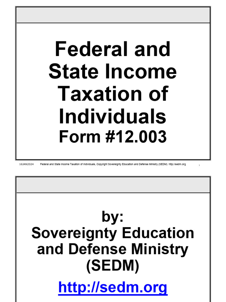 Federal and State Income Taxation of Individuals, Form #12.003 | PDF ...