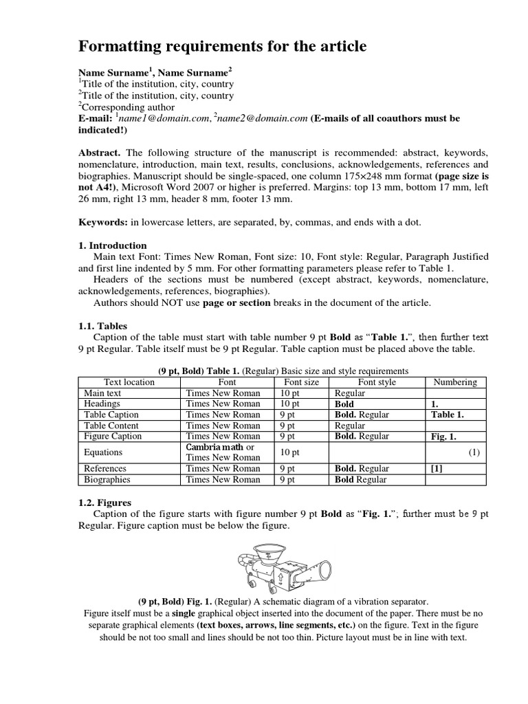 JVE Article Manuscript Formatting Guide | PDF | Times New Roman | Typefaces