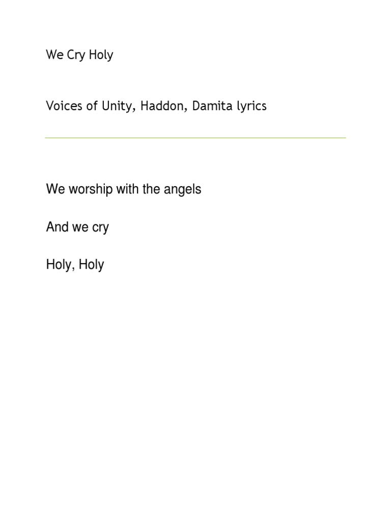We Cry Holy by Voices of Unity | PDF