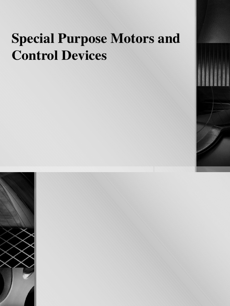 Special Purpose Motors and Control Devices PDF Electric Motor