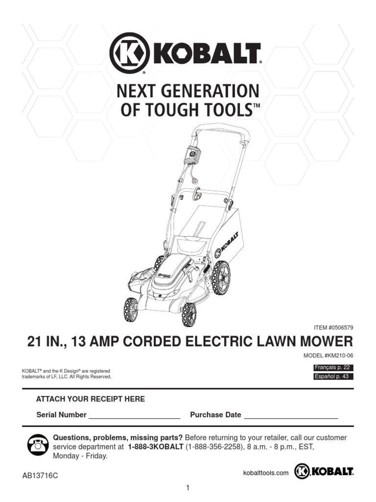 Kobalt Lawn Mower Guide PDF Ac Power Plugs And Sockets Mower