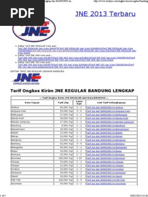 Daftar Tarif Ongkos Kirim Jne Regular Lengkap Dari Bandung Untuk Titipan Kilat Toko Online Anda
