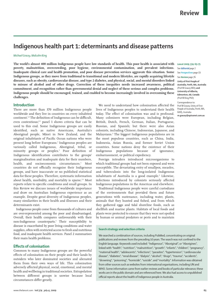Indigenous Health Part 1 Determinants and Disease Patters | PDF ...
