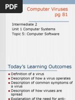 Computer Viruses PG 81: Intermediate 2 Unit 1 Computer Systems Topic 5: Computer Software