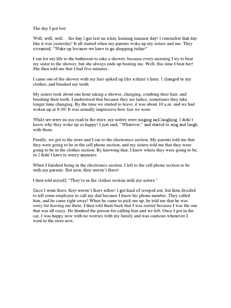 The Day I Got Lost at the Store | PDF