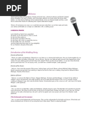 Sample Wedding Mc Script Pdf Wedding Bridesmaid