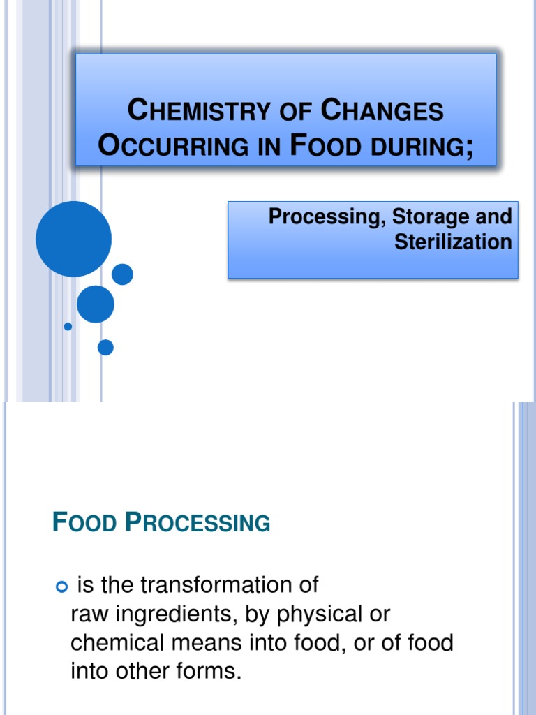 Chemistry of Changes Occurring in Food During1 PDF Food Processing Food Storage