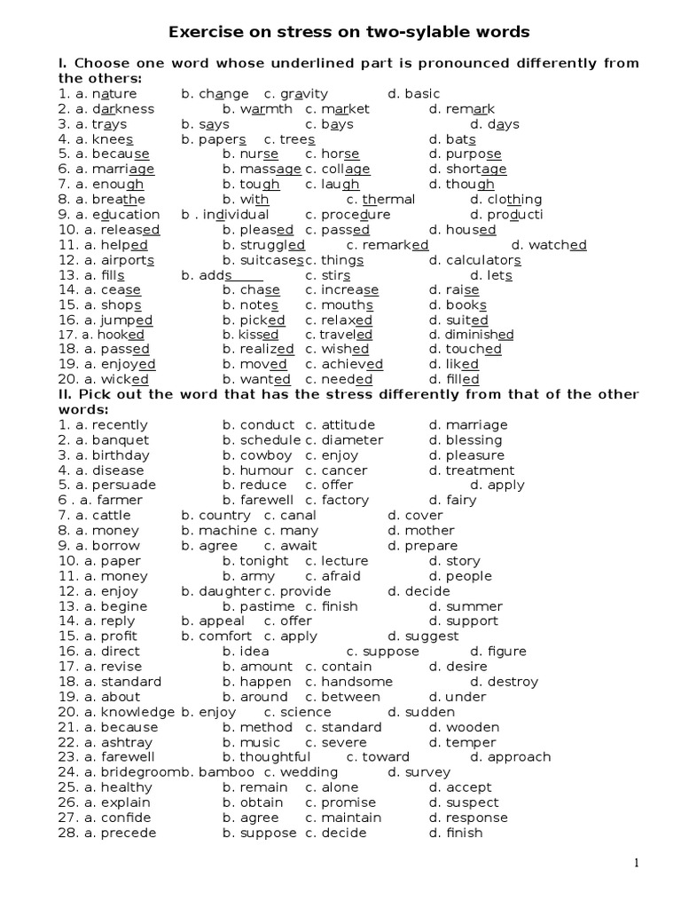 Stress Patterns in Two-Syllable Words | PDF | History | Young Adult