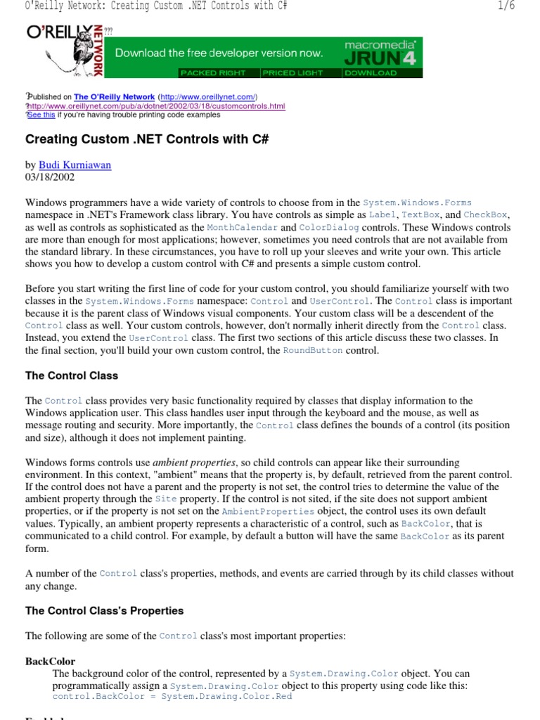 Creating Custom Net Controls With C Sharp | PDF | Class (Computer ...
