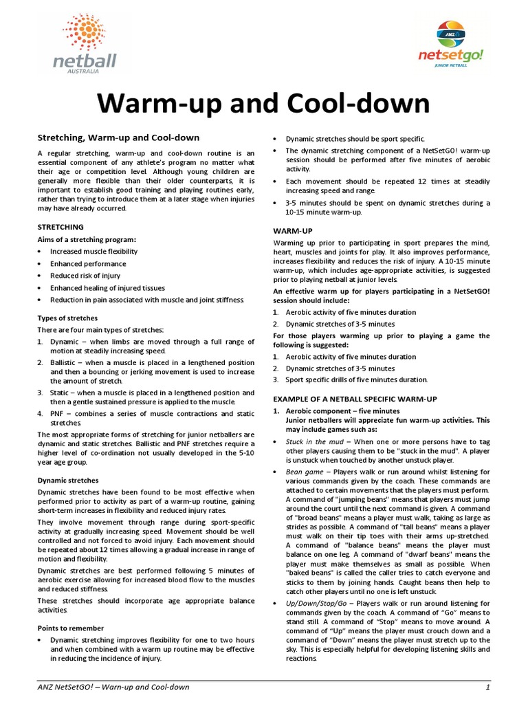 Warm Up And Cool Down Pdf Flexibility Anatomy Aerobic Exercise