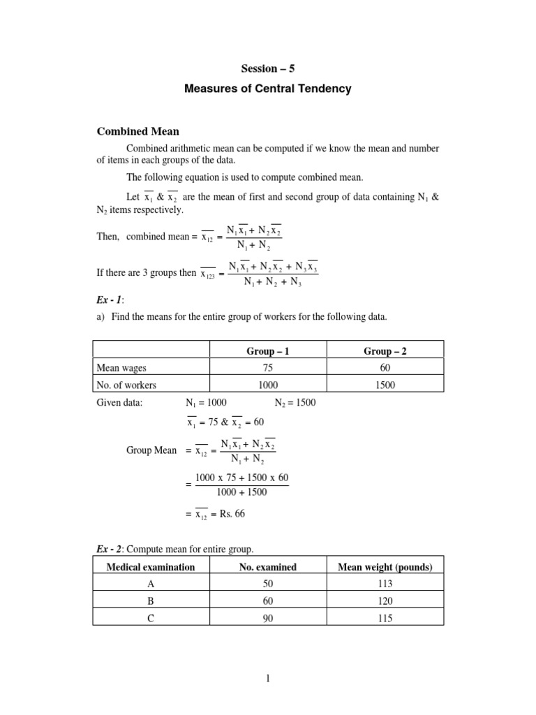 Combined Mean PDF Arithmetic Mean Median