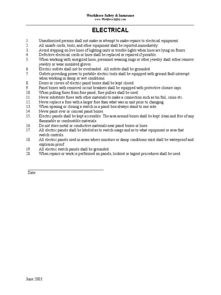 Electrical Safety Guidelines | PDF | Technology & Engineering | Home ...