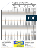 September Prayer Time Table