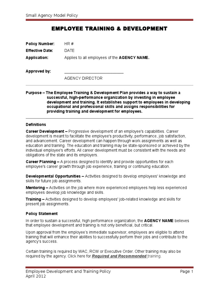 Employee Training and Development Policy | PDF | Business