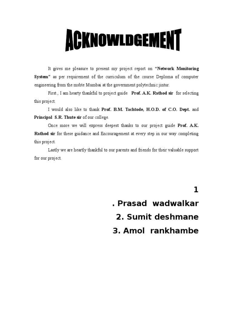 Network Monitoring System Project Report | PDF | Computer Network ...