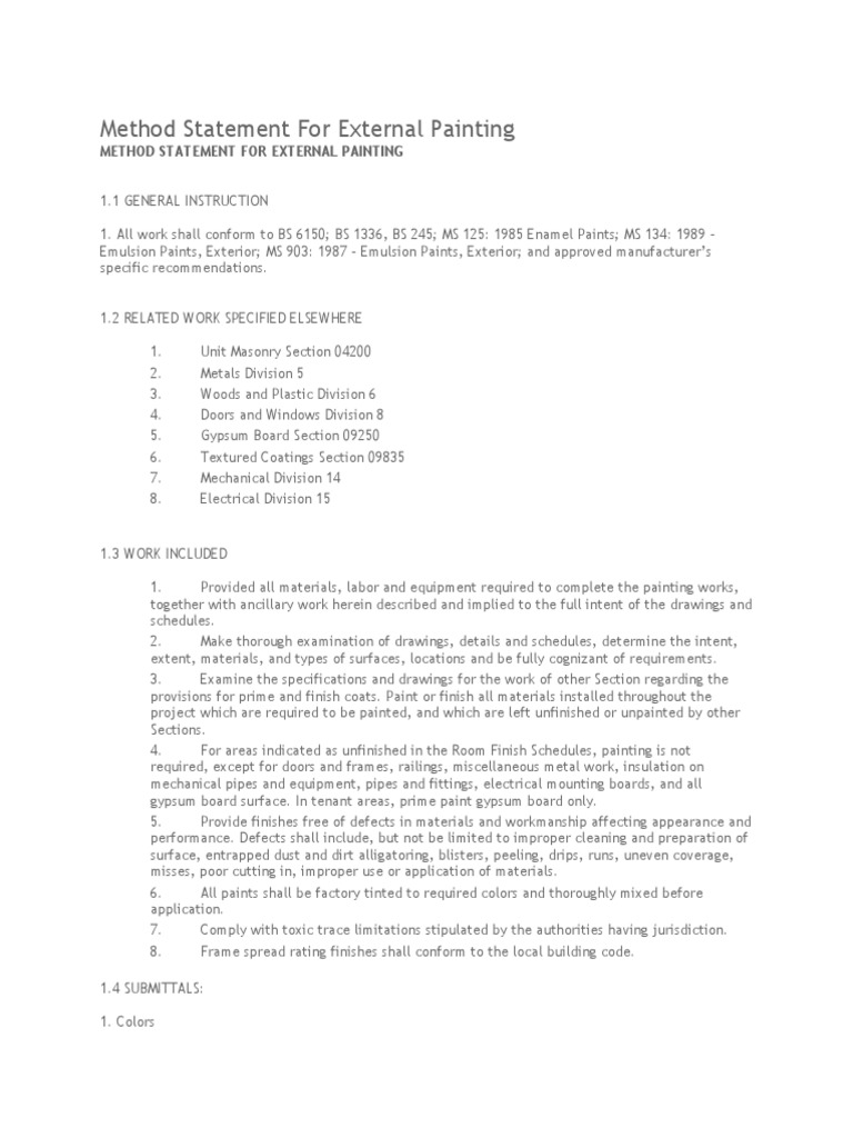 External Painting Method Statement | PDF | Paint | Door