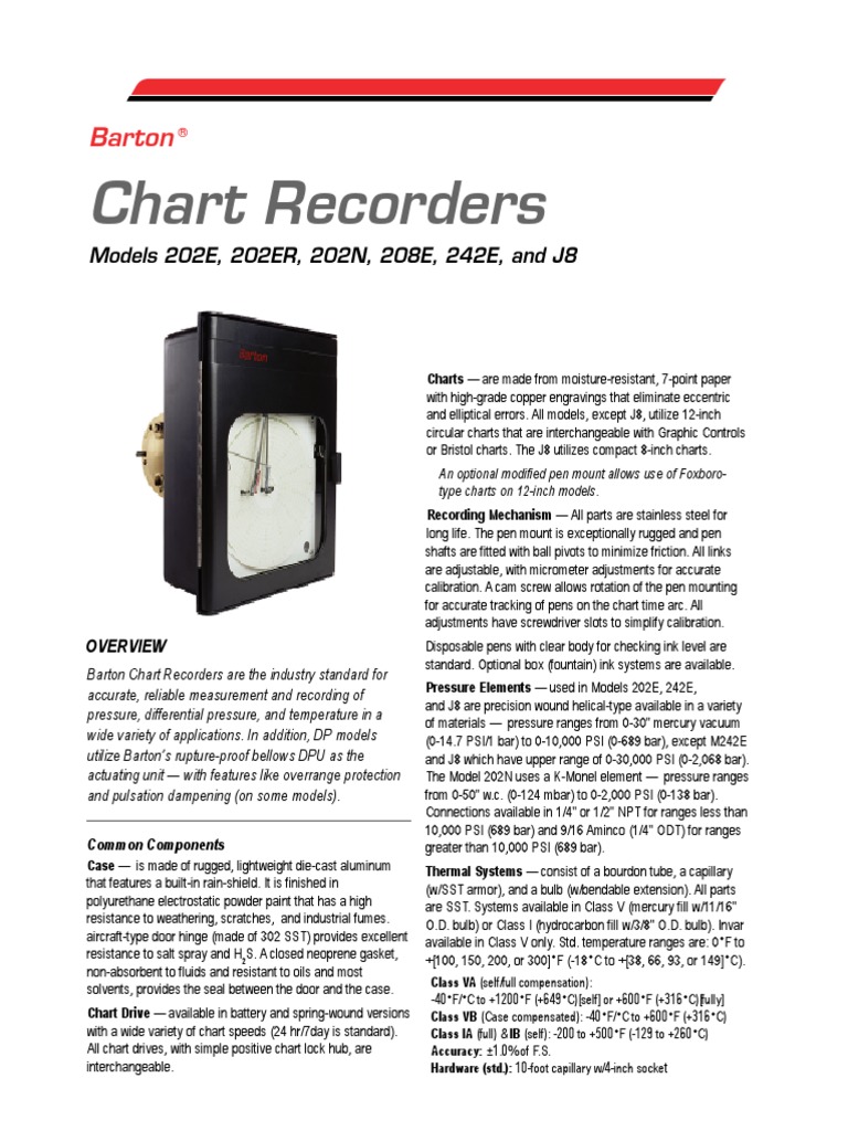 200 Series Barton Recorders Pressure Measurement Pressure