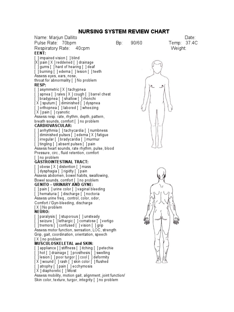 Nursing System Review Chart