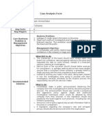 Case Analysis Form: Participant Name Case Title Key Facts Key Players
