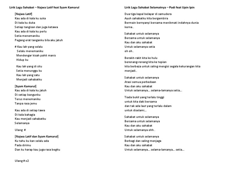 Lirik Lagu Sahabat Pdf