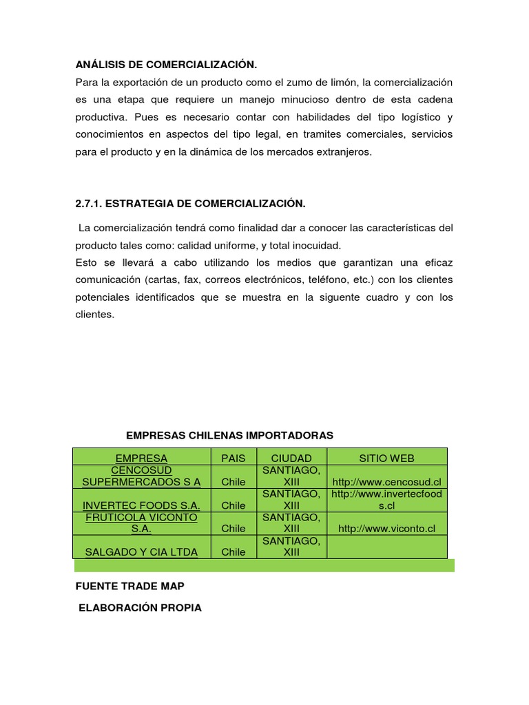 Análisis de Comercialización