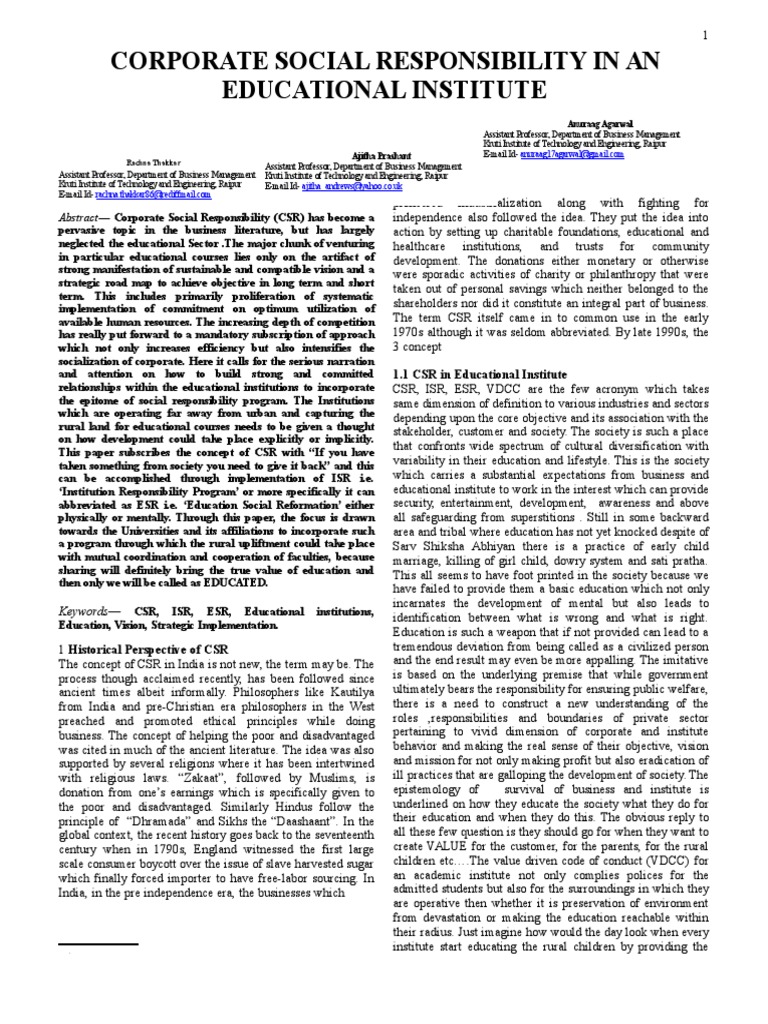 Corporate Social Responsibility Final | PDF | Corporate Social ...