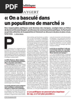 "On a basculé dans un populisme de marché"