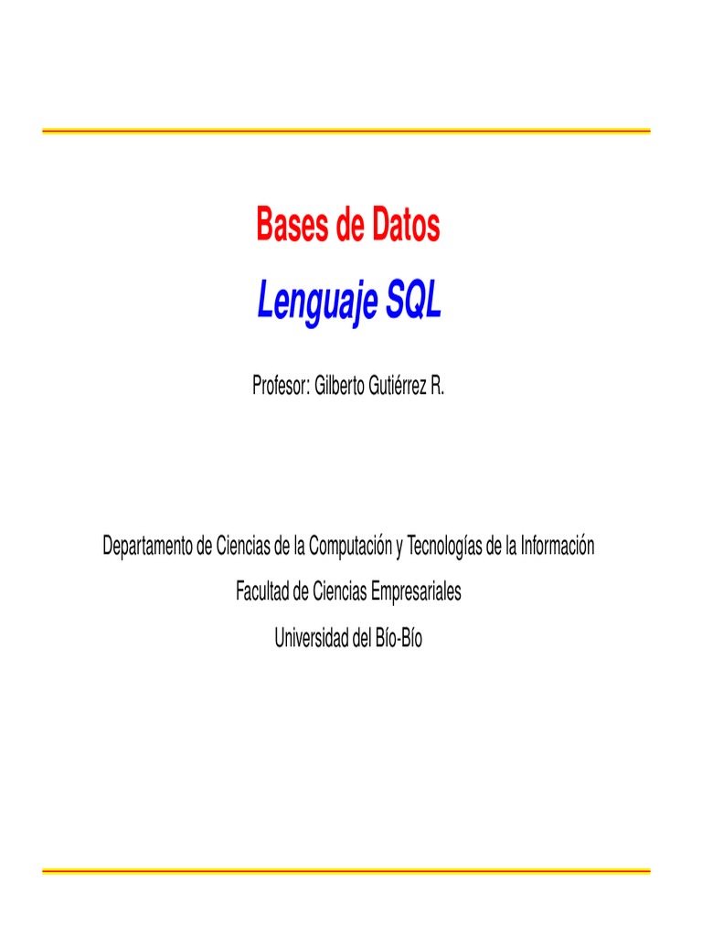 Introducción a SQL y Bases de Datos | PDF | Métodos y materiales de ...