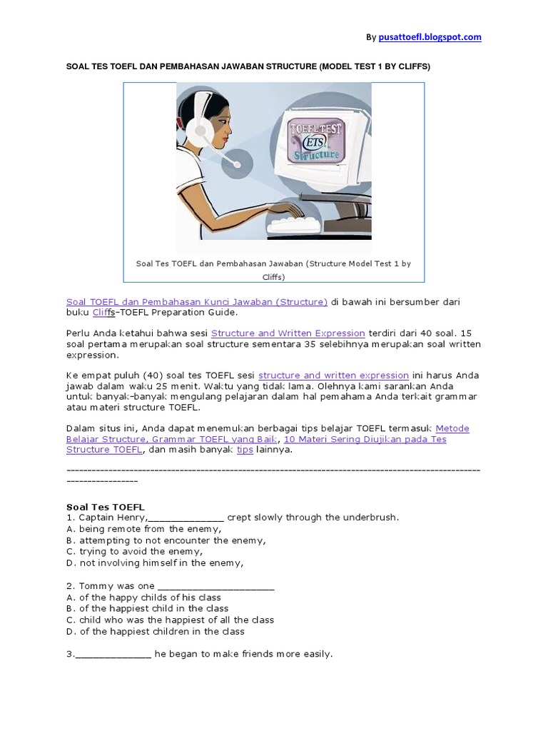 Soal Tes Toefl Dan Pembahasan Jawaban Structure Pdf Air Conditioning Economies