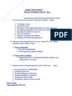 April 1999 Paper 3 Functional Nursing Essay - Key: Item 1