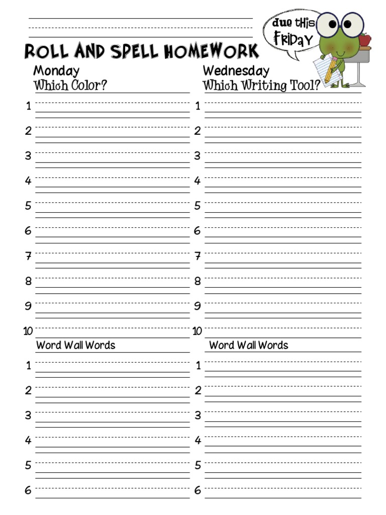 Roll and spell homework 06 image