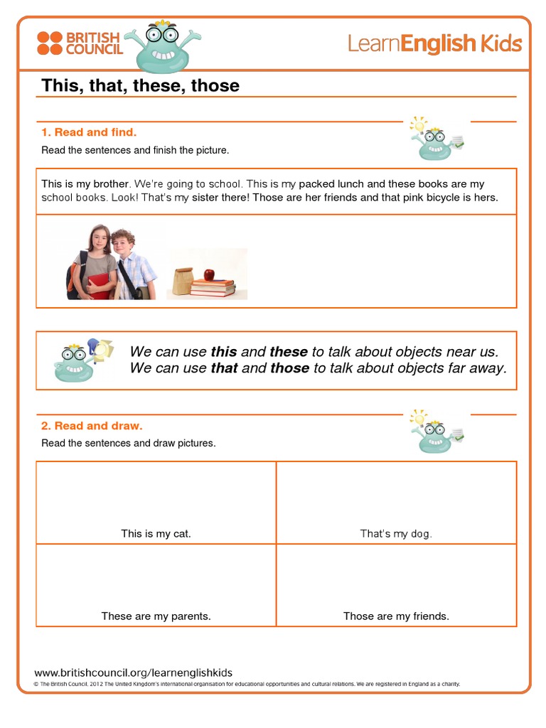 Grammar Worksheet This That These Those Final 2012 11 12 Pdf