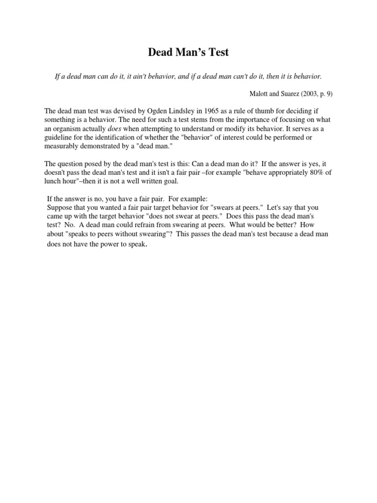 Dead Man Test