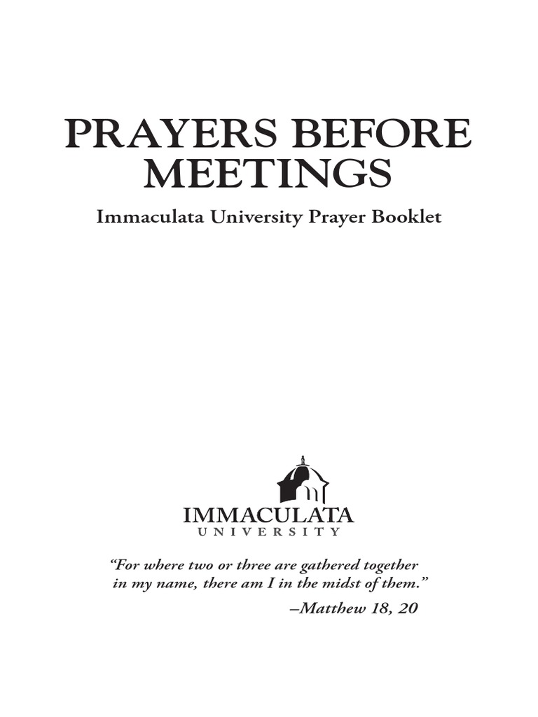 Prayers Before Meetings Booklet Prayer Lord's Prayer