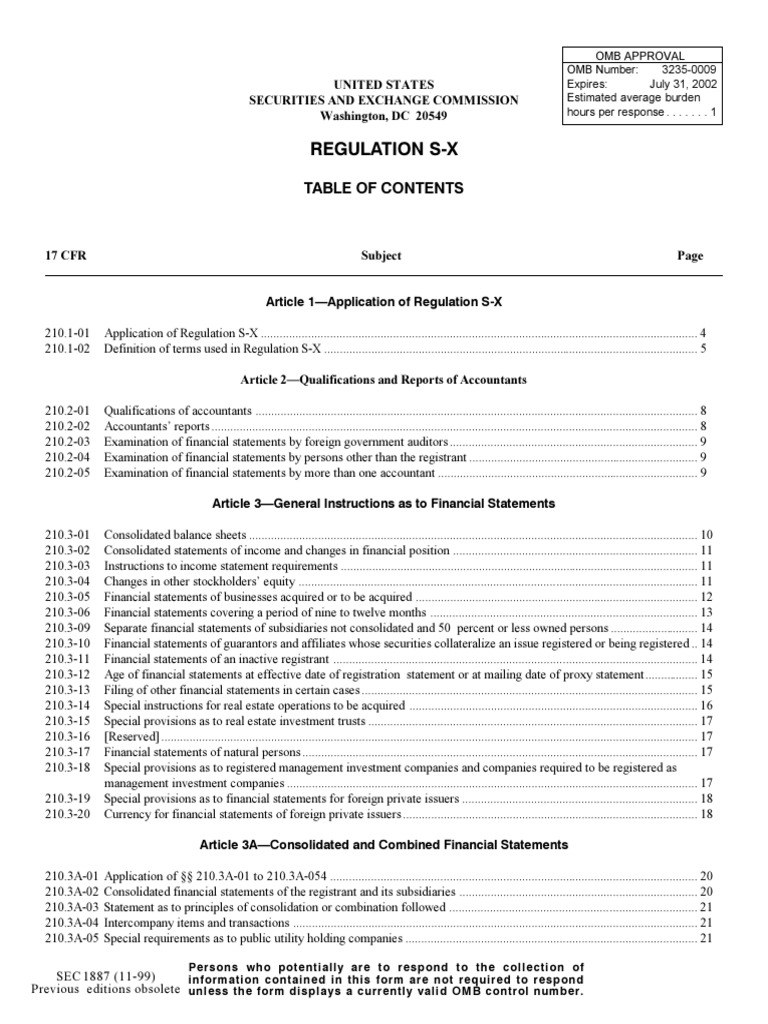 SEC Regulation SX PDF Securities (Finance) Financial Statement