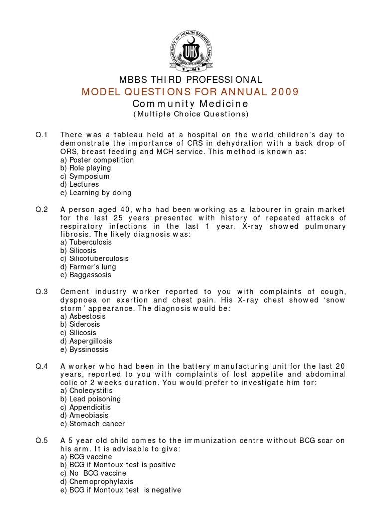 Community Medicine MCQ PDF